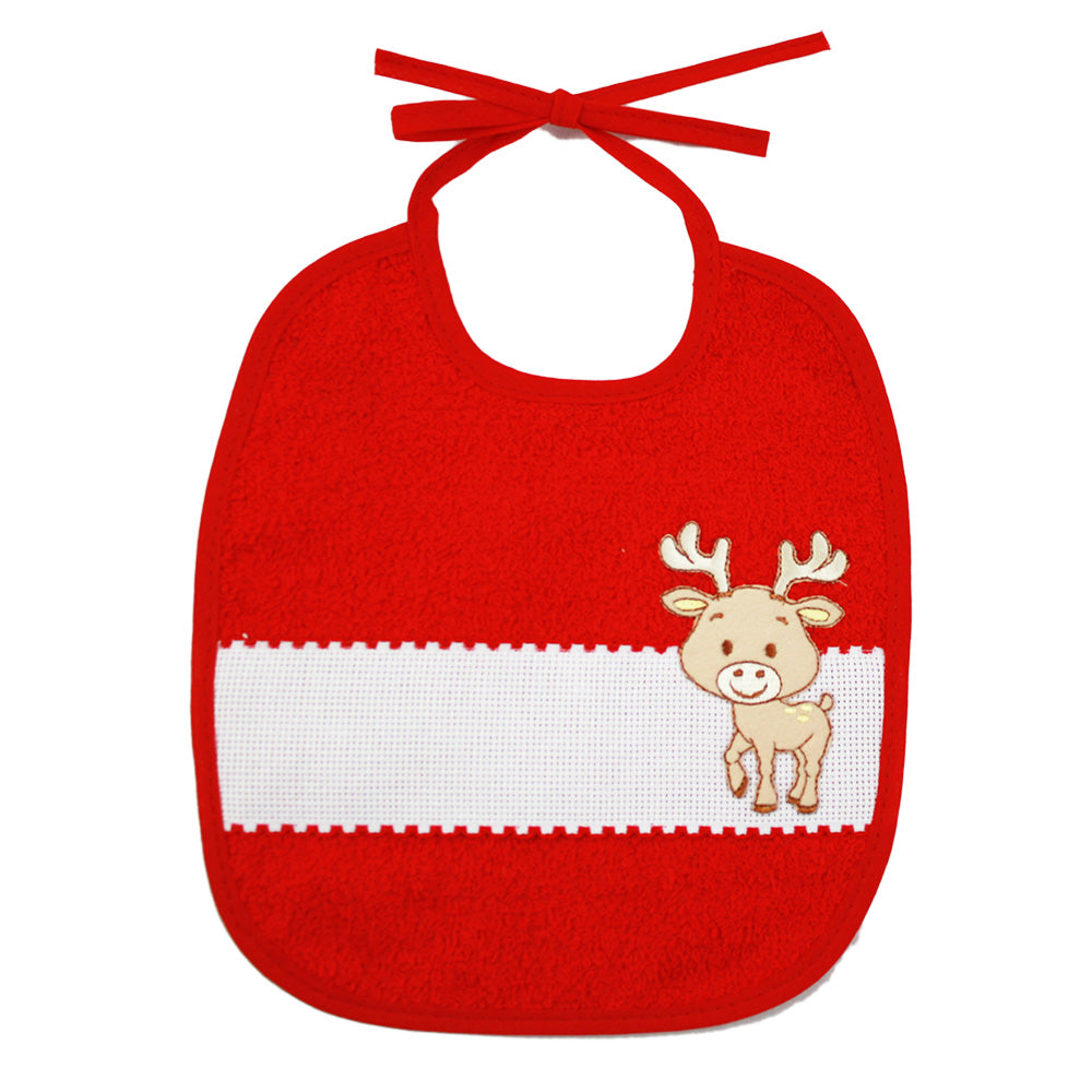 Bavetta GILLY CHRISTMAS cm. 20x23 con laccetti e fascia da ricamare e con applicazione