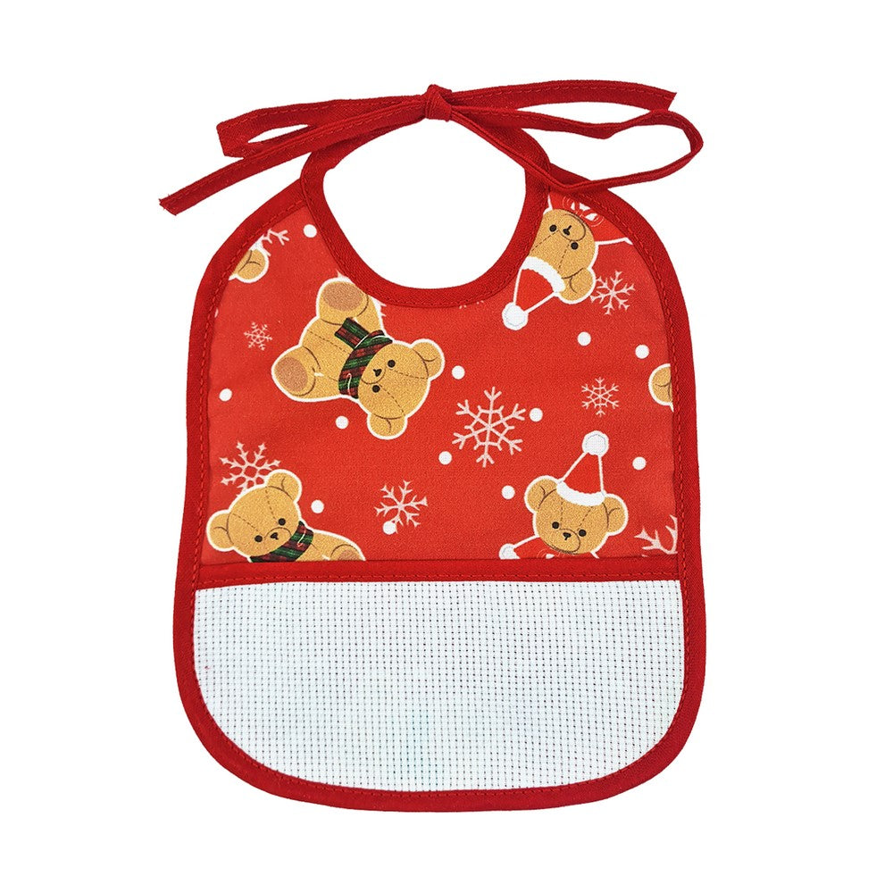 Bavaglino DONNER cm.16x20 in tela con laccetti e tasca da ricamare