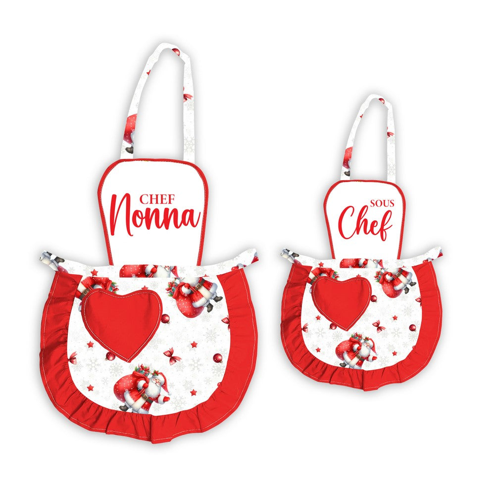 Coordinato Grembiuli donna+bimba Natalizi