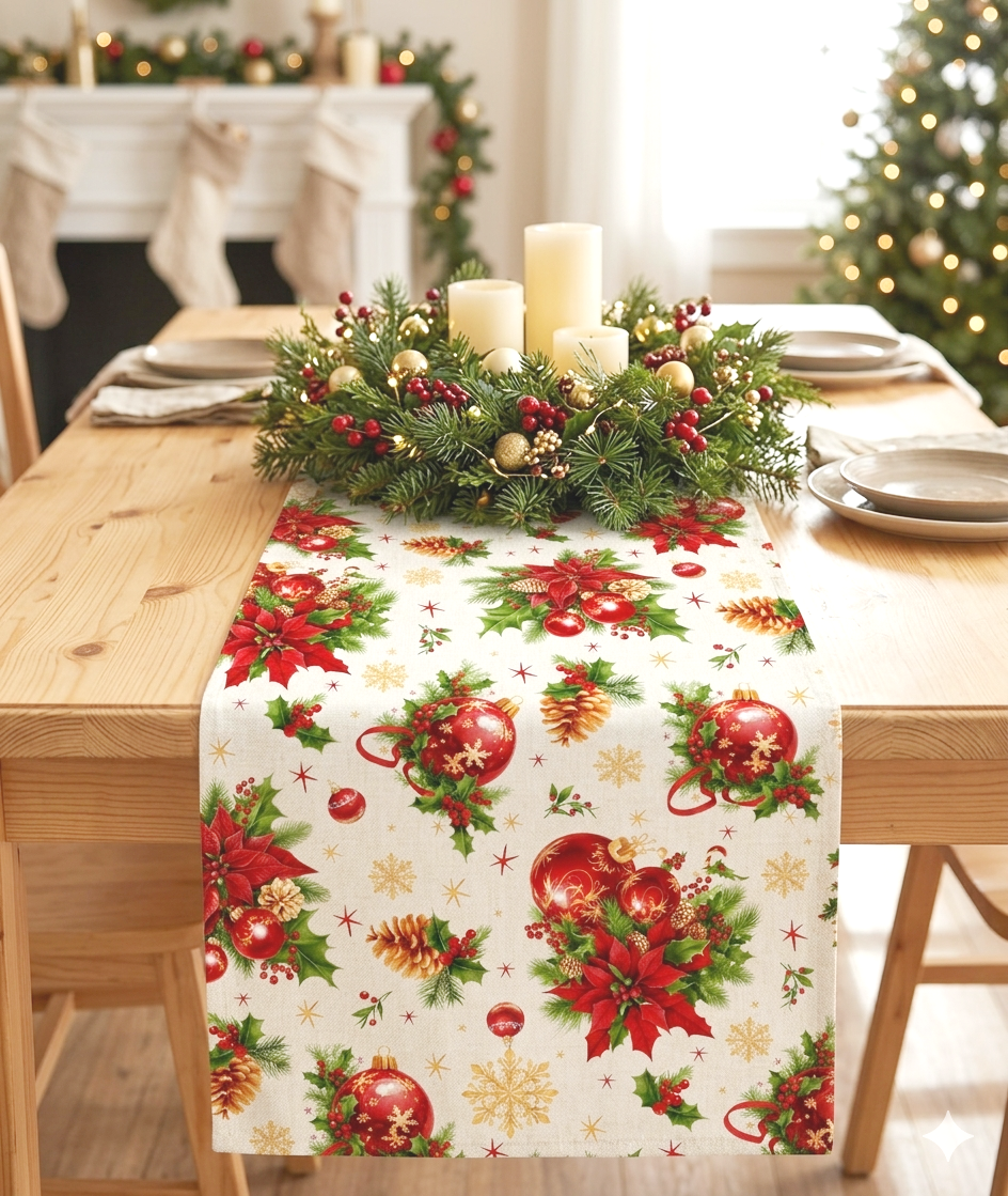 Tovaglia runner cm.46x140 CHRISTMAS sfusa