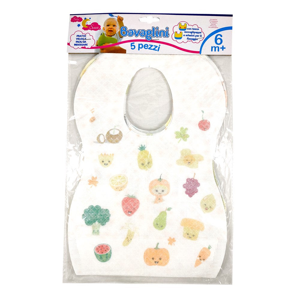 Confezione 5 bavette MONO USO con tasca raccoglibriciole