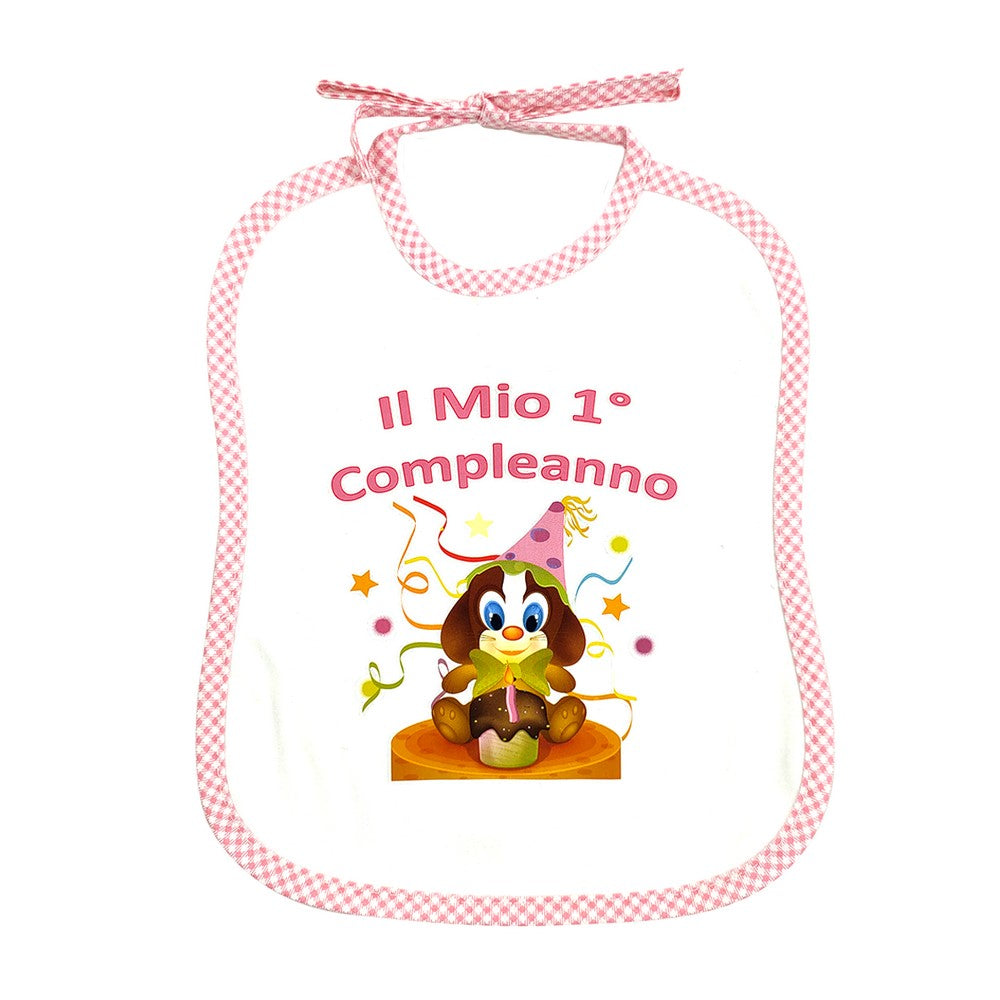 Bavetta "Il mio I compleanno" cm. 22x26 con laccetti