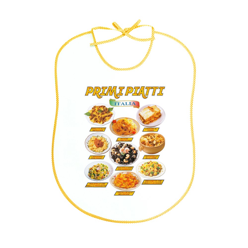 Bavaglione linea RICETTE cm.45x60 con laccetti stampati