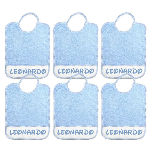 6 BAVAGLINI MAXI 29X36 con ELASTICO personalizzati con il nome che vuoi tu.