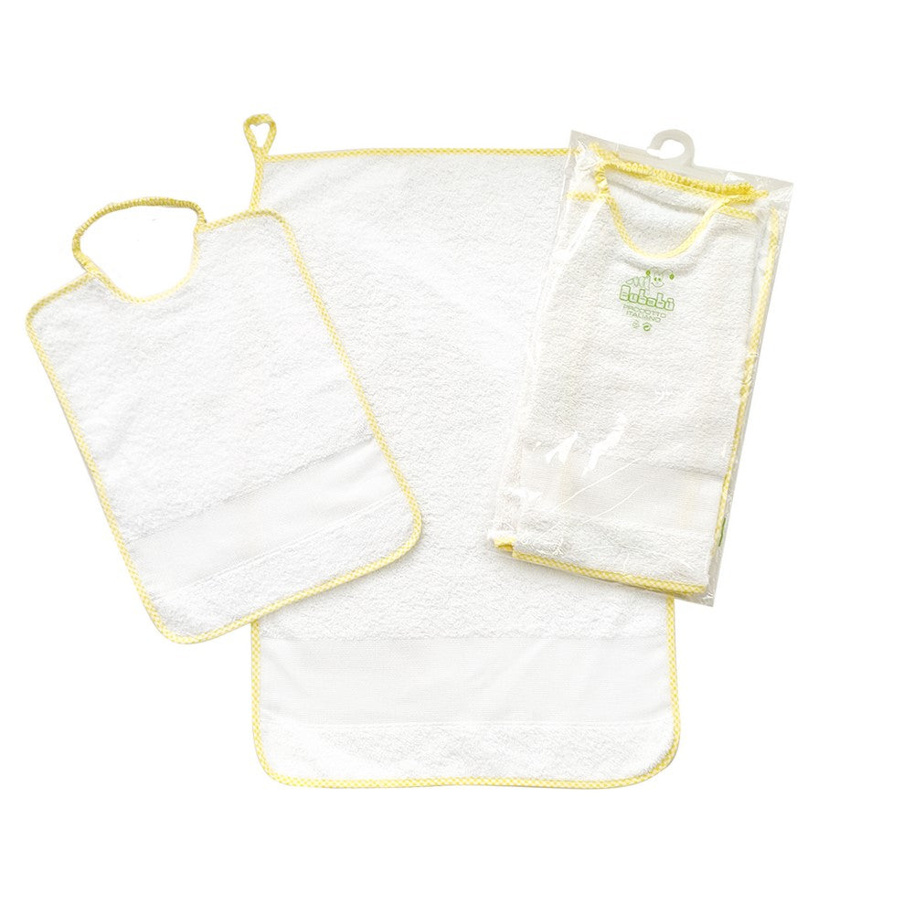 Completo 2 pz. AIDA:asciugamano+bavetta con elastico da ricamare