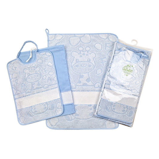 Completo Asilo 3 pz. MELMAN da ricamare: Bavaglino con elastico + Asciugamano + Sacchetto tela