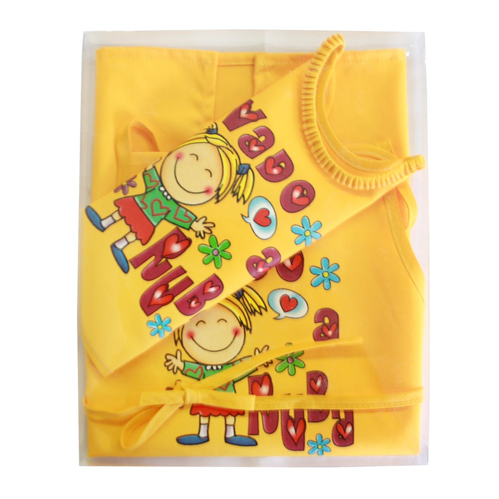Coppia SMILE: Grembiulino bimbo+Bavetta baby cm. 22x26 con elastico