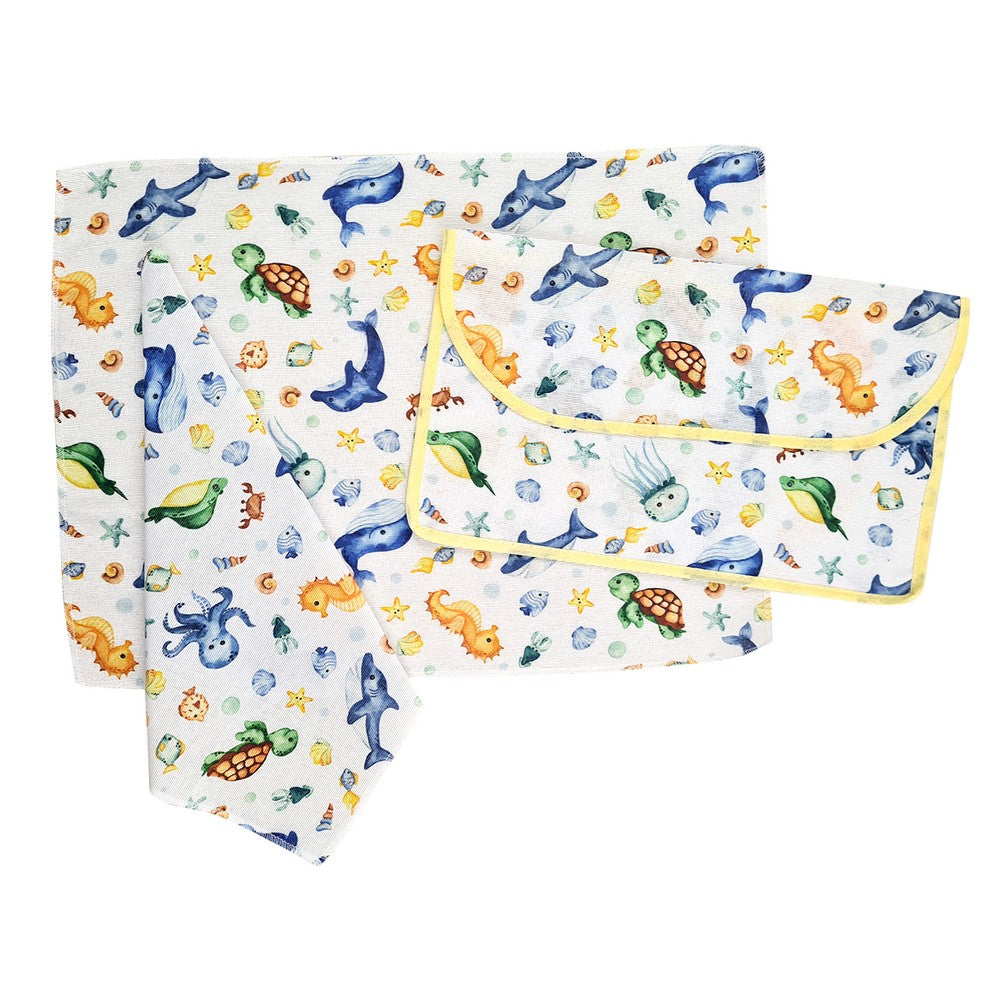 Tris colazione SEBASTIAN:Tovaglietta cm.29x39+Tovagliolo cm.26x26+Bustina cm.17x31 in busta