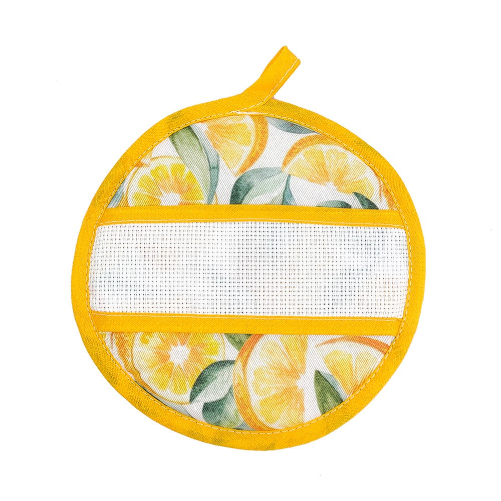 Presina quadrata 20x20 o tonda FRUITS con fascia da ricamare