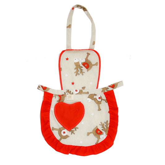 Grembiulino NATALINO cm.39x50 con pettorina e tasca a forma di cuore