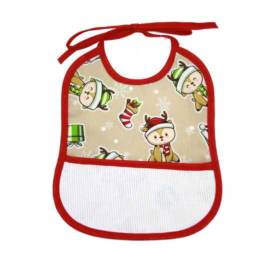 Bavaglino DONNER cm.16x20 in tela con laccetti e tasca da ricamare