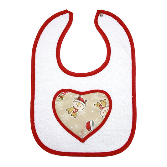 Bavaglino CUPID cm.25x35 in spugna con bottone e cuore applicato