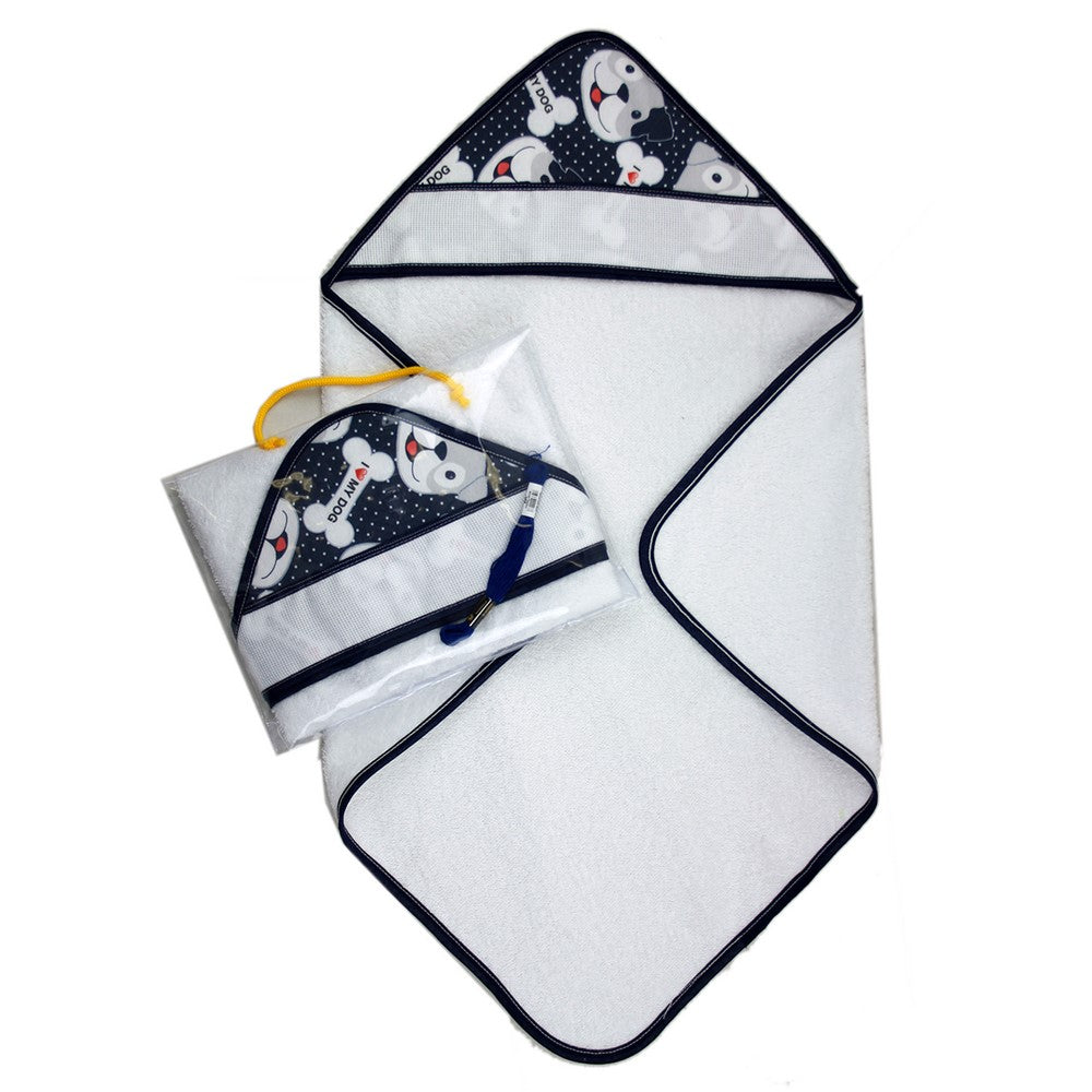 Accappatoio triangolo LOUIS cm.60x60 con cappuccio da ricamare