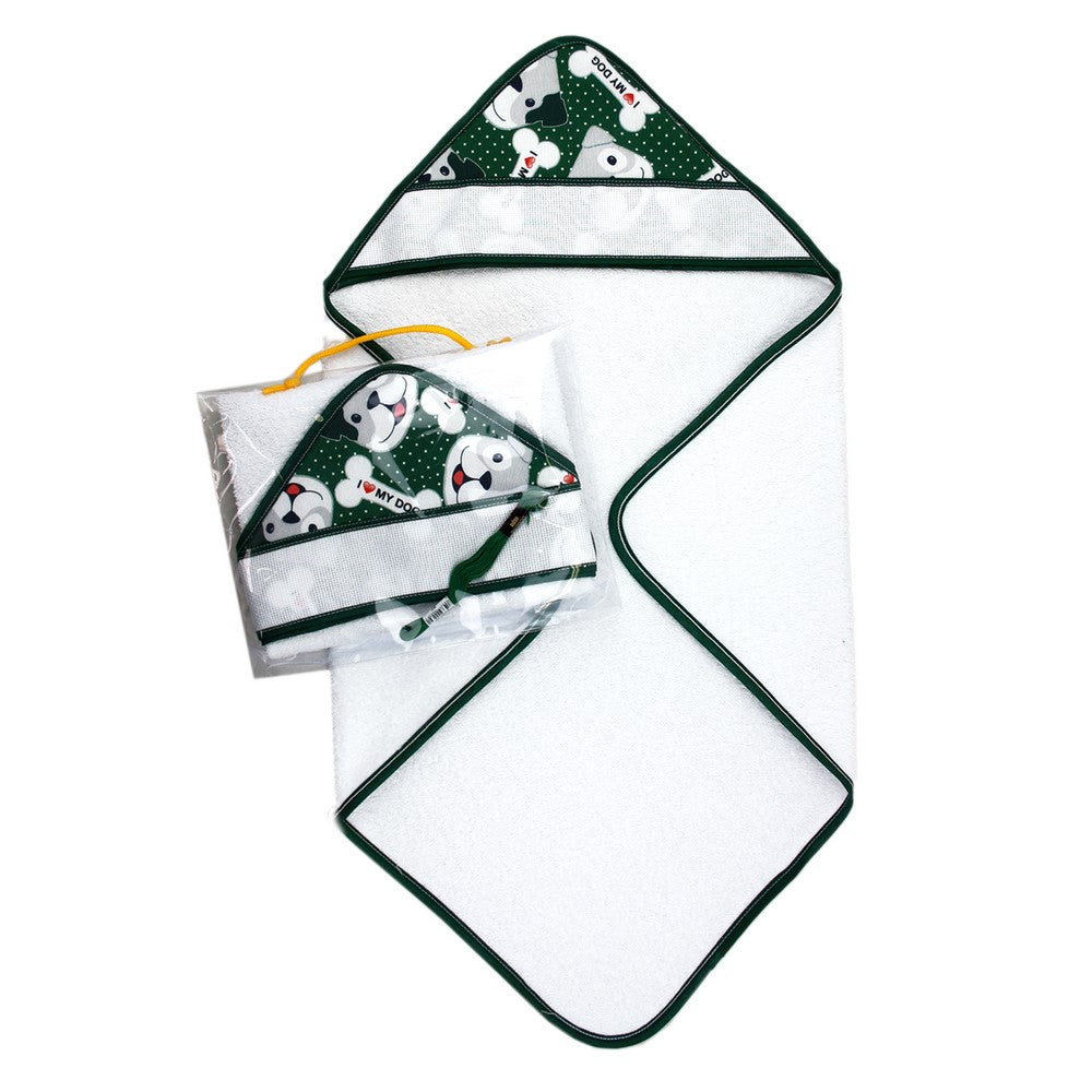 Accappatoio triangolo LOUIS cm.60x60 con cappuccio da ricamare