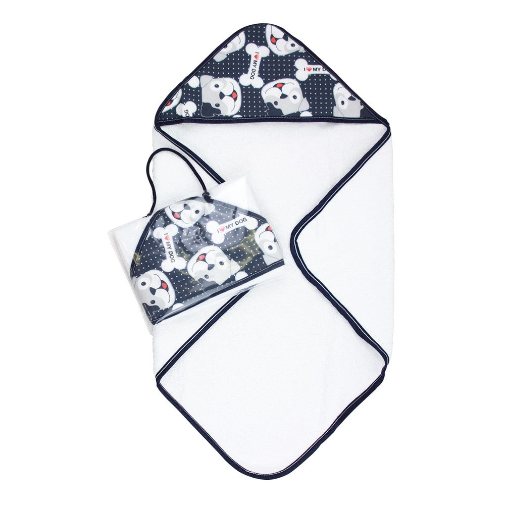 Accappatoio triangolo FLOUNDER cm.60x60 con cappuccio in tela stampata