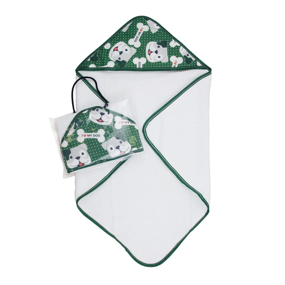 Accappatoio triangolo FLOUNDER cm.60x60 con cappuccio in tela stampata