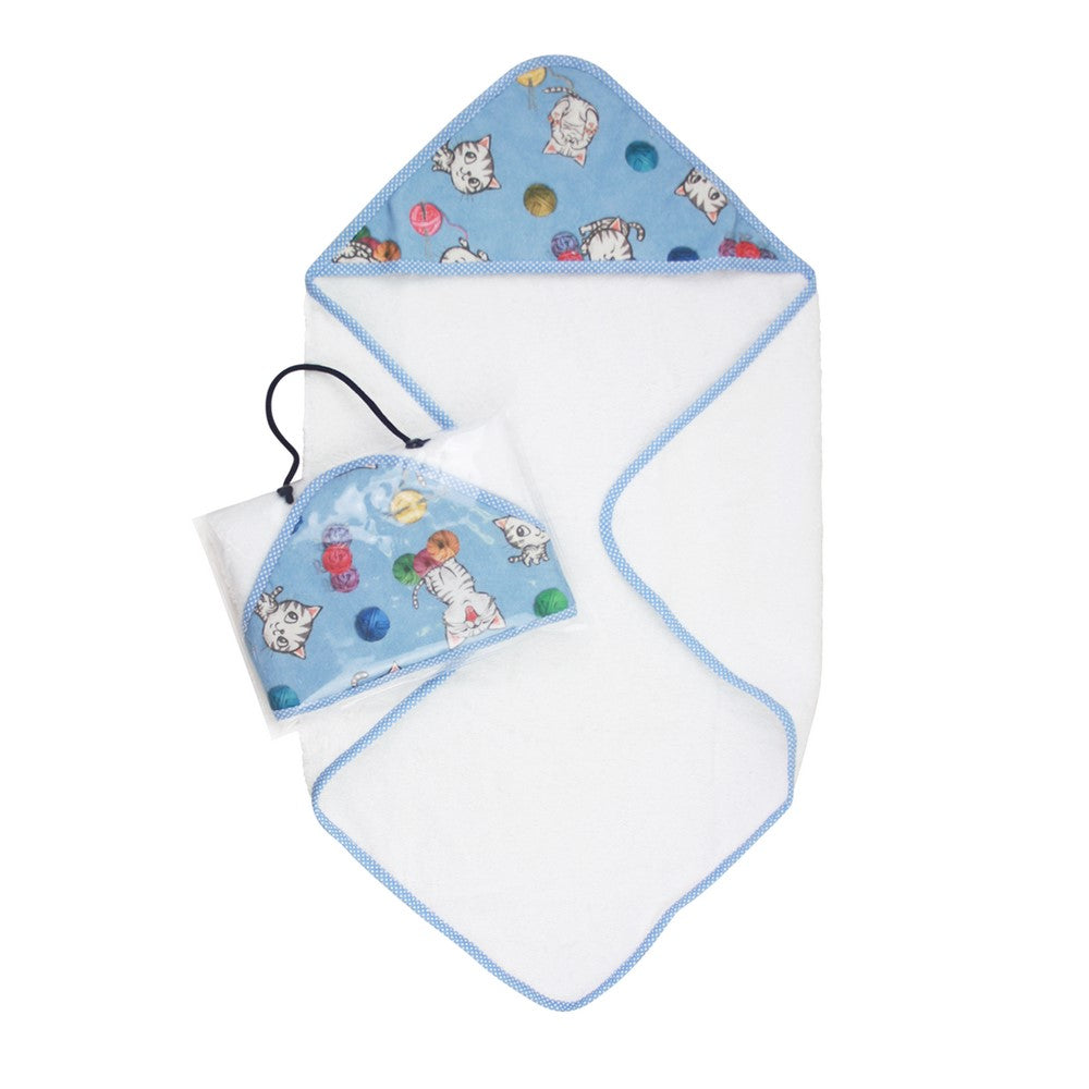 Accappatoio triangolo FLOUNDER cm.60x60 con cappuccio in tela stampata