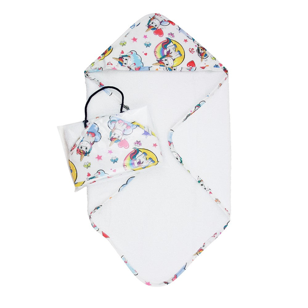 Accappatoio triangolo FLOUNDER cm.60x60 con cappuccio in tela stampata