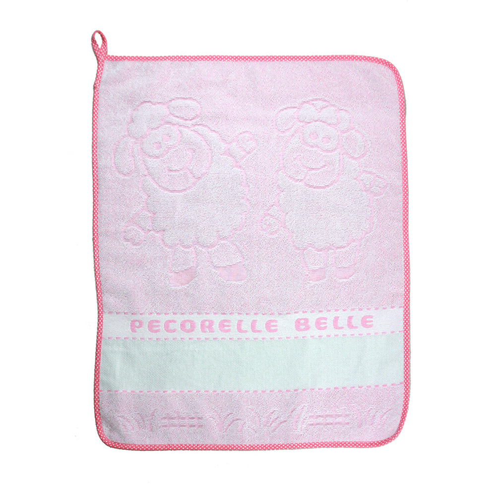 Asciugamano PECORELLE cm.40x50 in spugna con fascia da ricamare