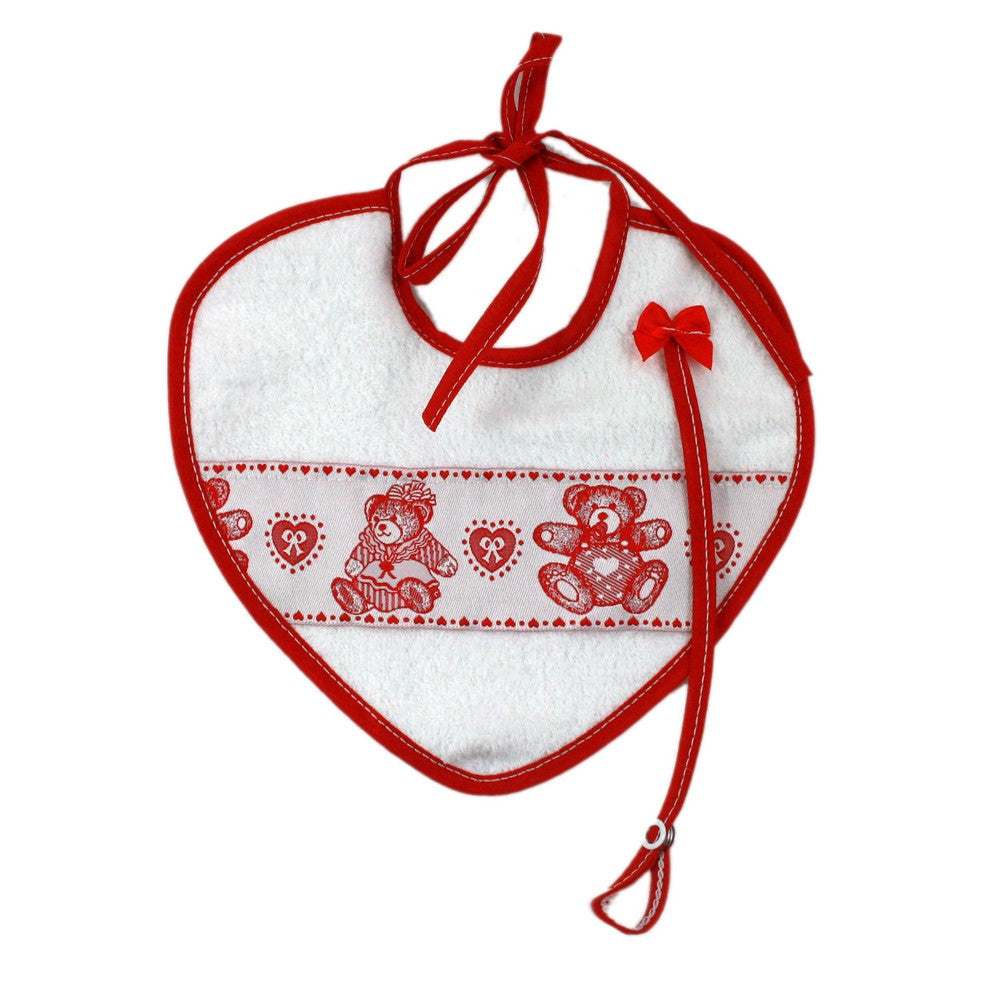Bavaglino TED a forma di cuore cm.21x20 con portaciuccio