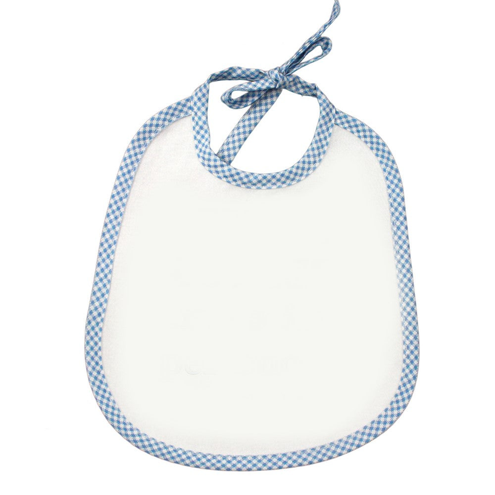 Bavaglino bianco mis.20x24 con laccetti e sbieco quadretti COTONE
