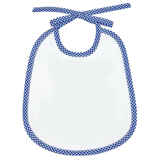 Bavaglino bianco mis.20x24 con laccetti e sbieco quadretti COTONE