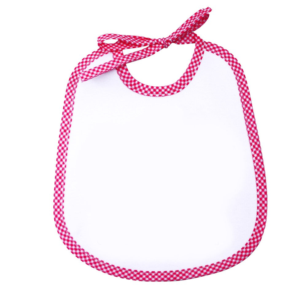 Bavaglino bianco mis.20x24 con laccetti e sbieco quadretti COTONE