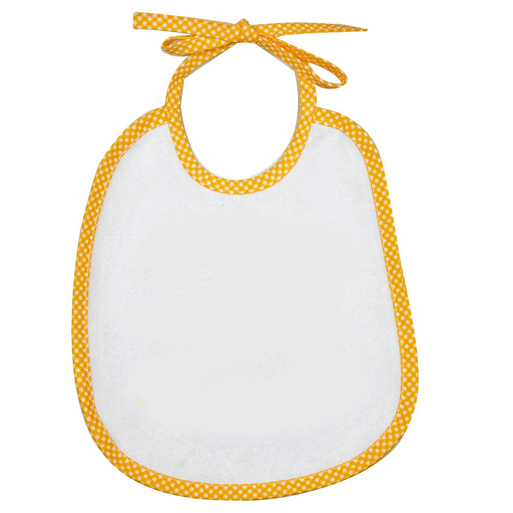 Bavaglino bianco mis.20x24 con laccetti e sbieco quadretti COTONE