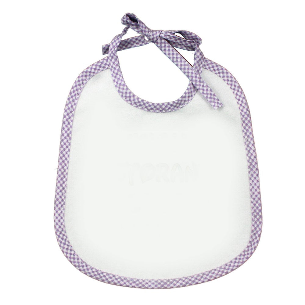 Bavaglino bianco mis.20x24 con laccetti e sbieco quadretti COTONE