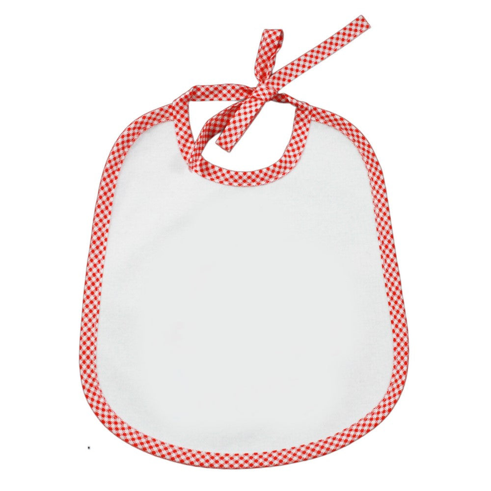 Bavaglino bianco mis.20x24 con laccetti e sbieco quadretti COTONE