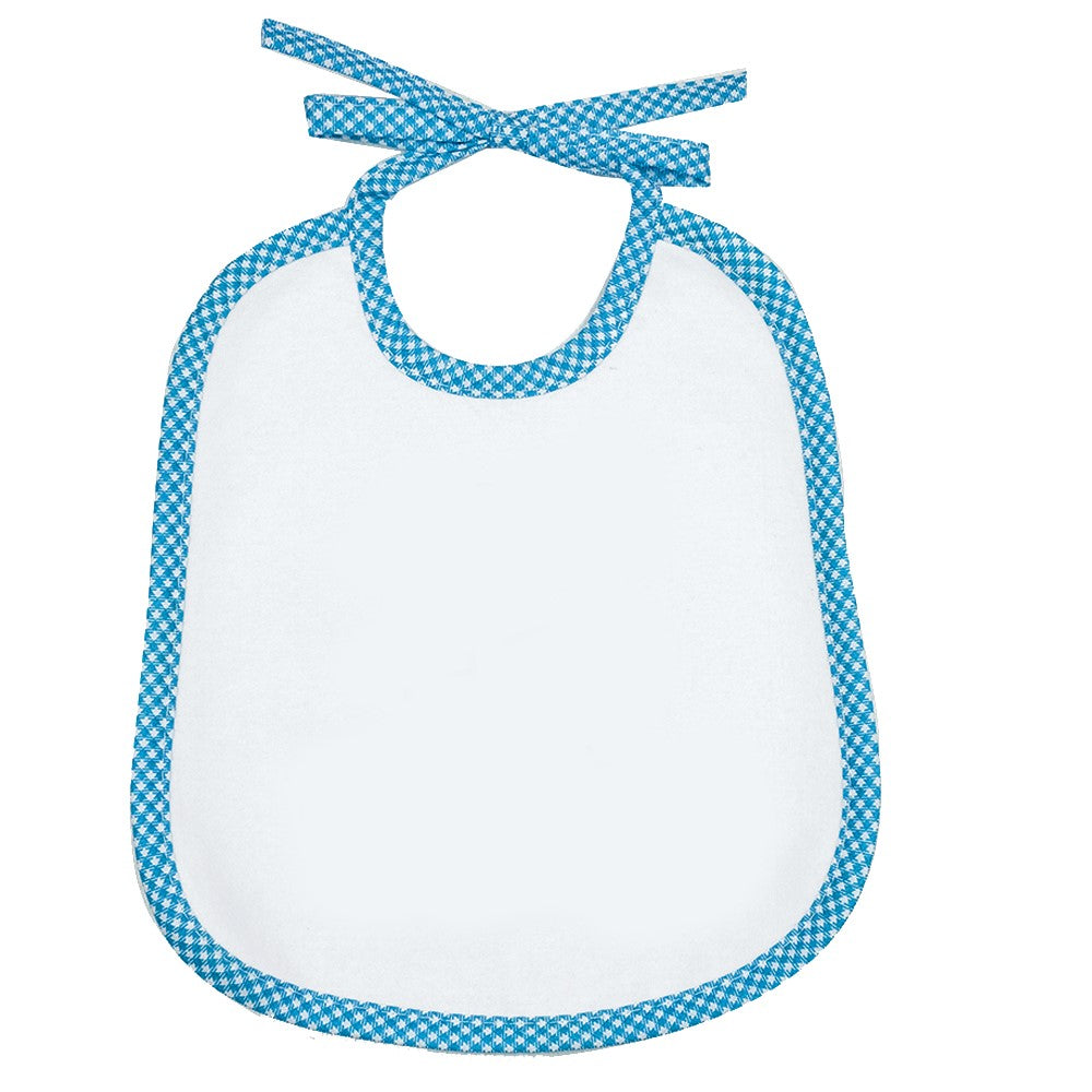Bavaglino bianco mis.20x24 con laccetti e sbieco quadretti COTONE