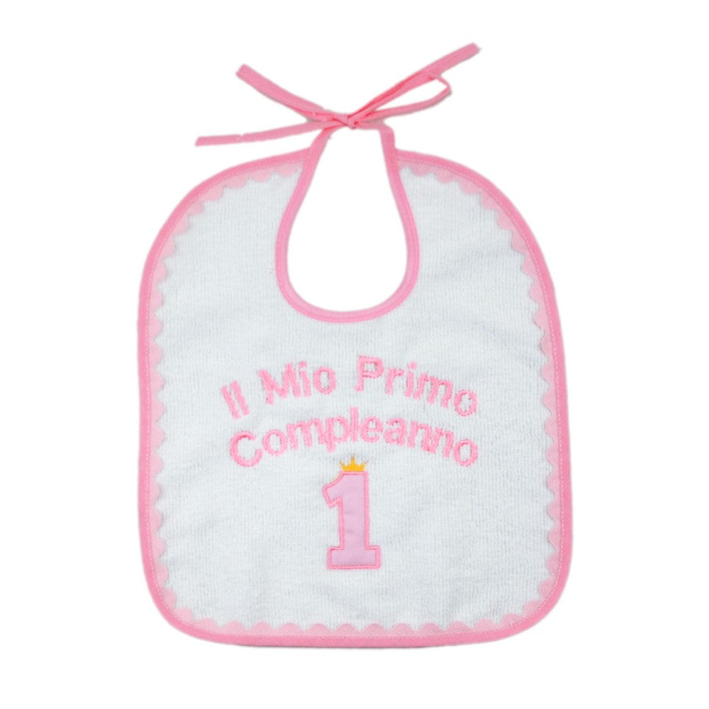 Bavetta "Il mio I compleanno" ricamata con laccetti