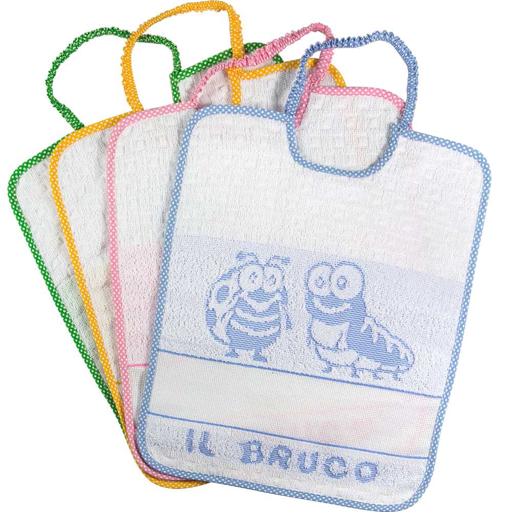 Bavaglino IL BRUCO cm.28x32 in spugna con banda da ricamare con elastico
