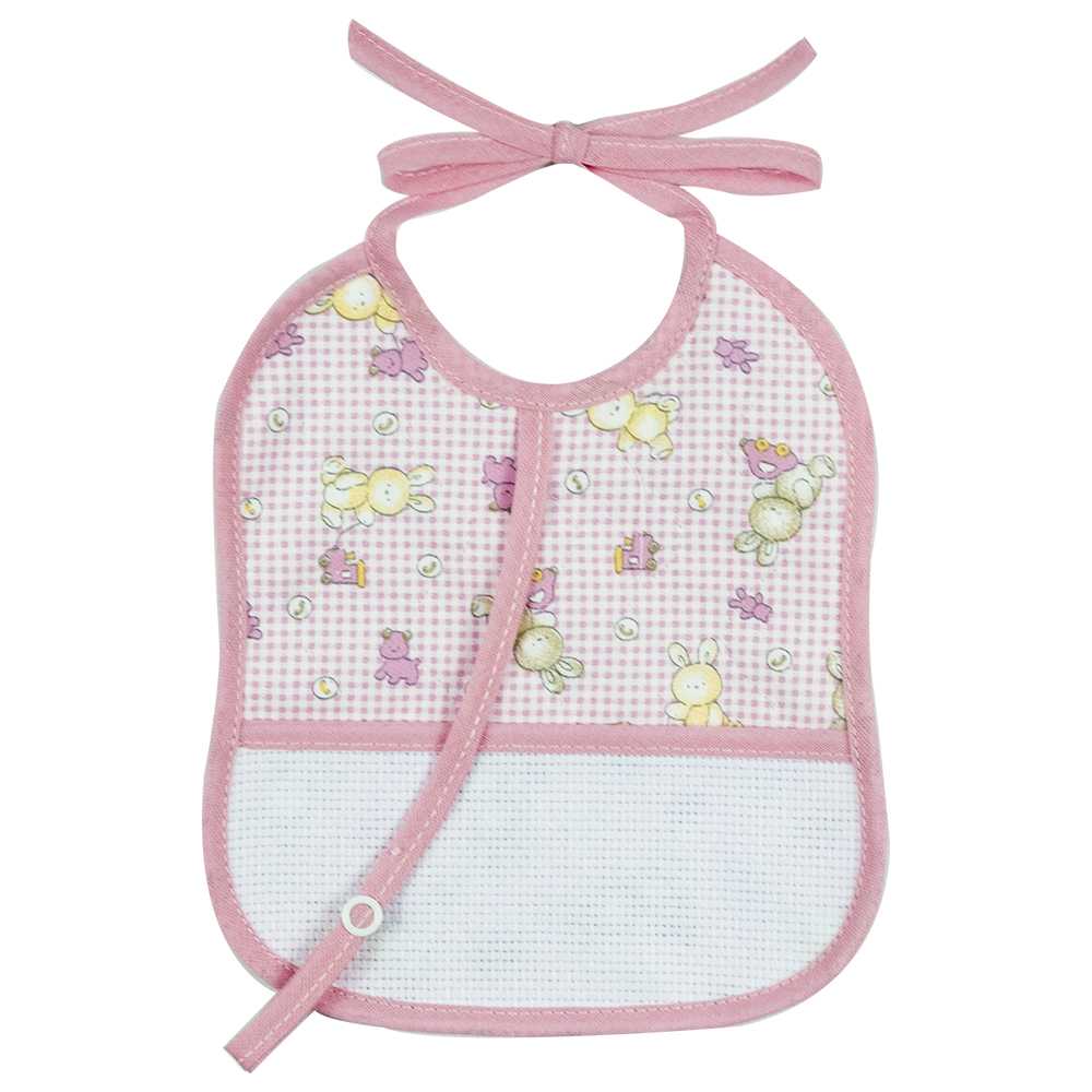 Bavetta SMARTIES cm.16x19 con laccetti, legasucchiotto e tasca da ricamare