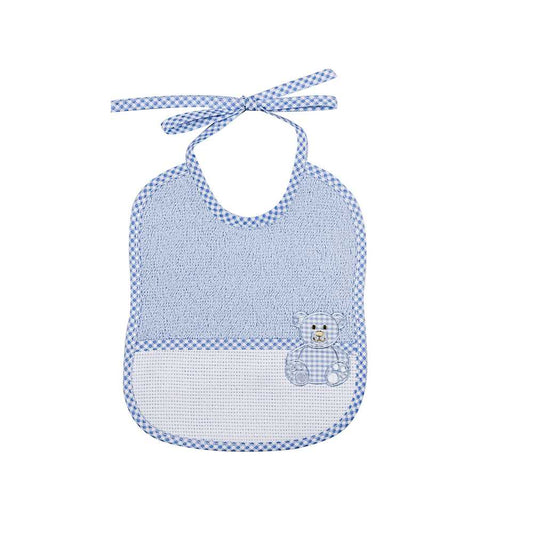 Bavetta BEAR cm.16x19 con laccetti e tasca da ricamare