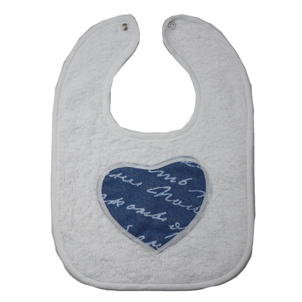 Bavetta Neonato Jeans LOVE bianco