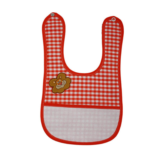 Bavetta FLIPPY  cm.18x30 con bottone e tasca da ricamare+applicazione