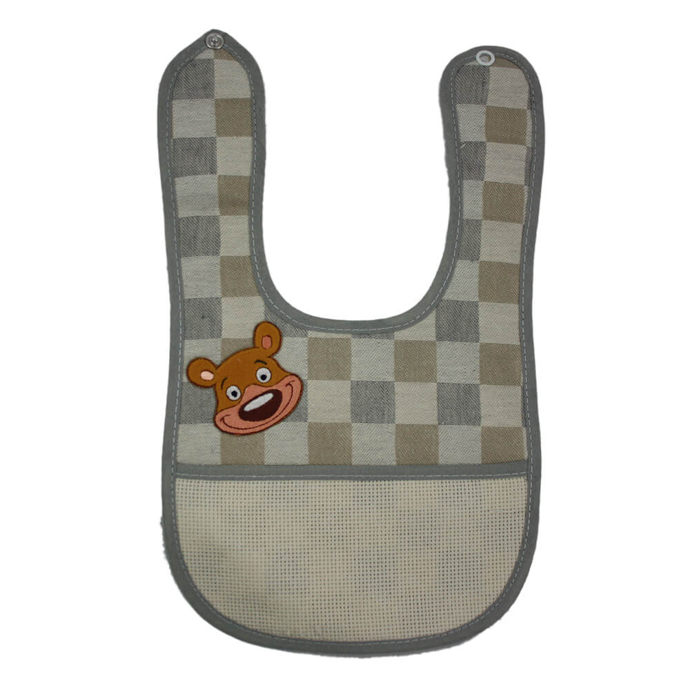 Bavetta FLIPPY cm.18x30 con bottone e tasca da ricamare+applicazione