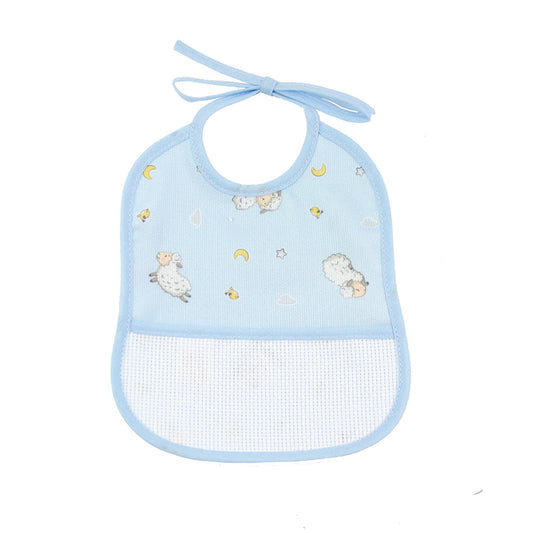 Bavaglino DOROTEA cm.16x20 in piquet con laccetti e tasca da ricamare