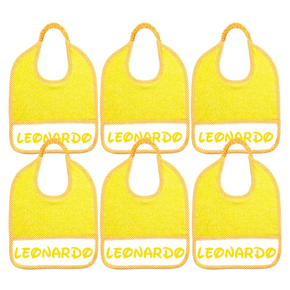 6 BAVAGLINI piccoli 24x27 con ELASTICO personalizzati con il nome che vuoi tu.