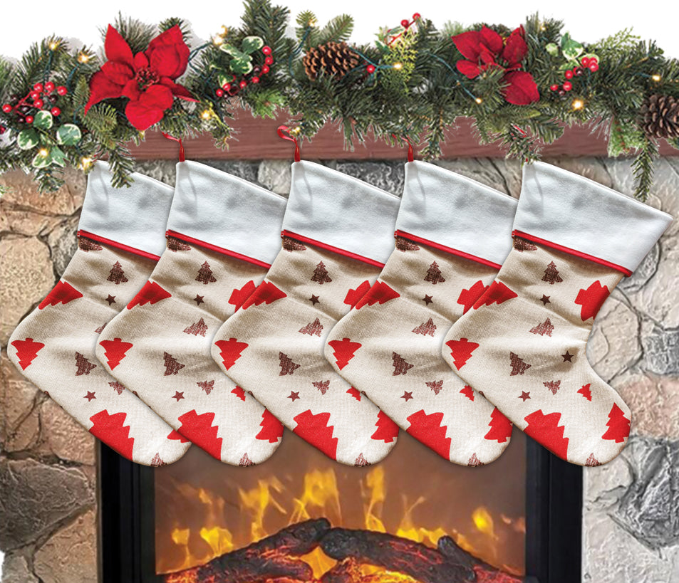 Calza Natalizia / Befana personalizzata alberelli 18x30 cm