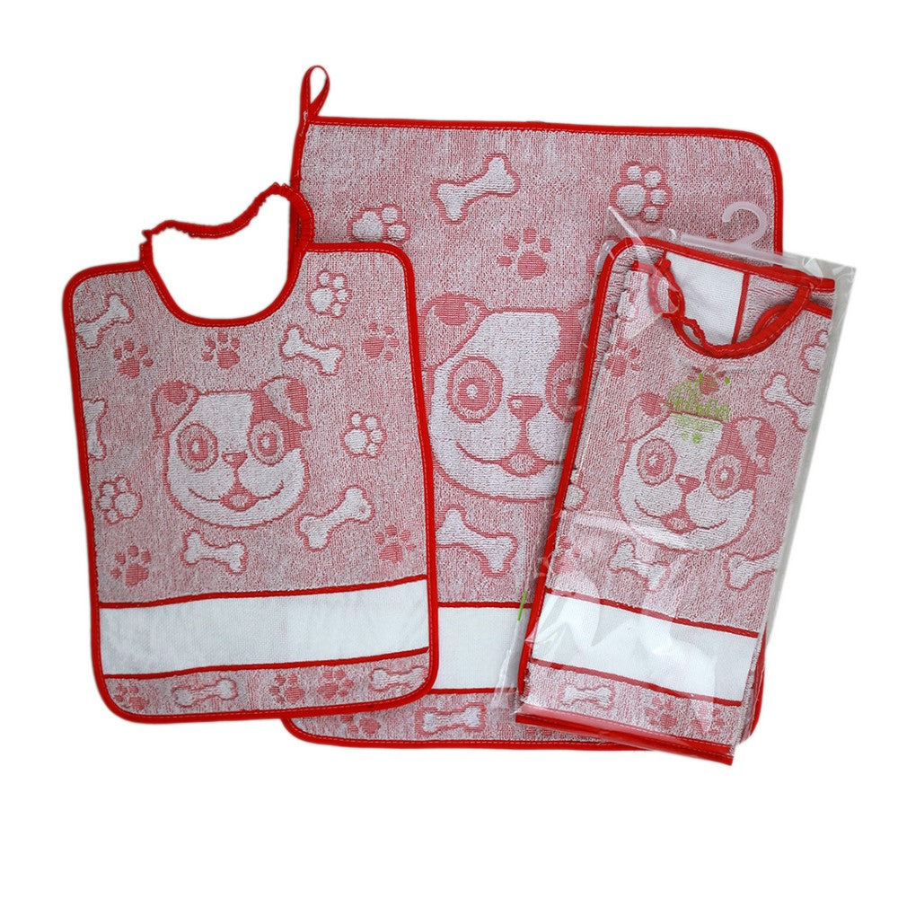 Completo 2 pezzi RUFY:asciugamano cm.40x50+bavetta con elastico cm.29x35