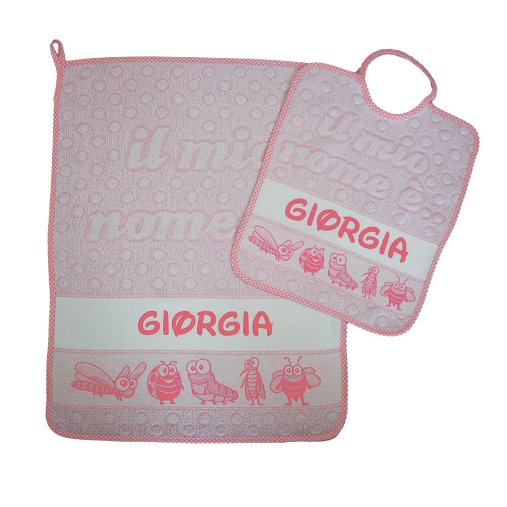 Set asilo personalizzato con il nome che vuoi tu bavaglino salvietta