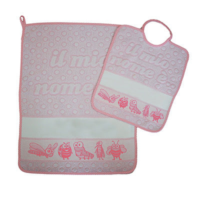 Set asilo personalizzato con il nome che vuoi tu bavaglino + salvietta