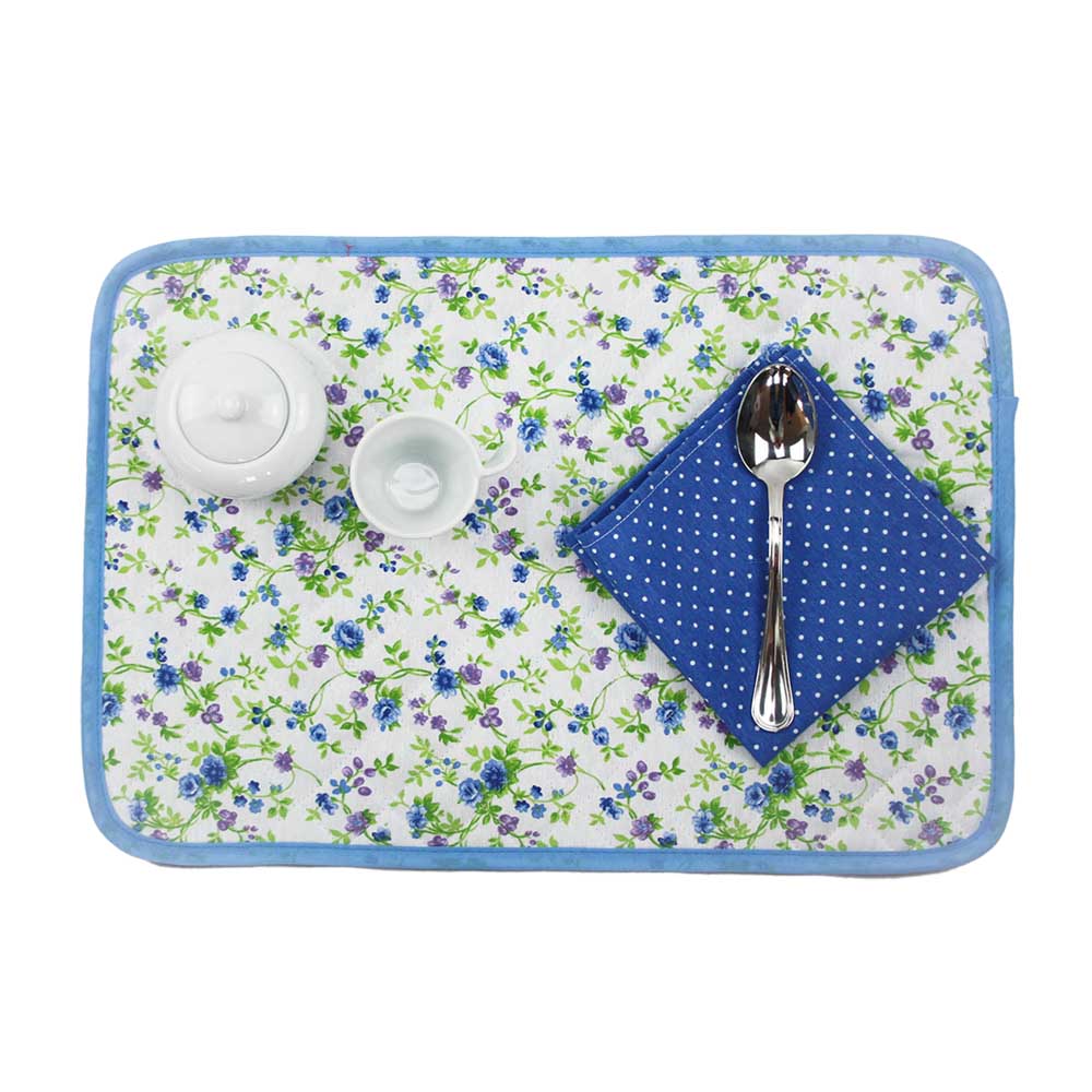 Sweet Home Collection Set Di 4 Tovagliette In Cotone Bicolore 33x48 Cm - Blu Scuro, Lavabili In Lavatrice