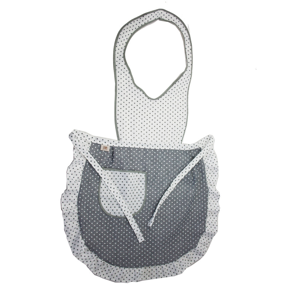 Grembiule a pois Cotone 100% Made in Italyle con pettorina RINO Grigio