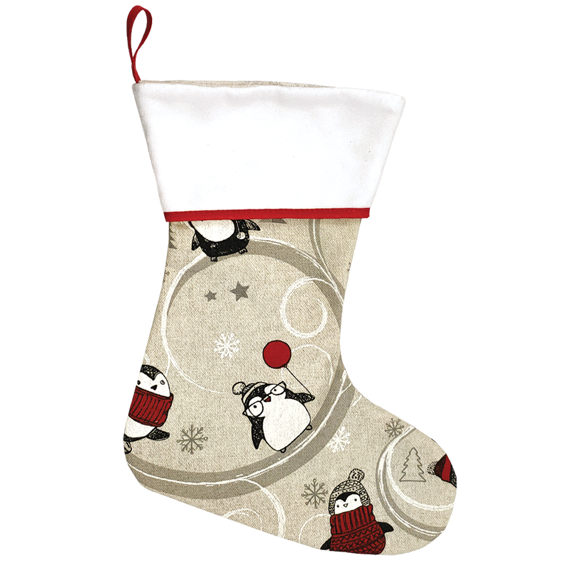 Calza Natalizia / Befana personalizzata pinguino 18x30 cm