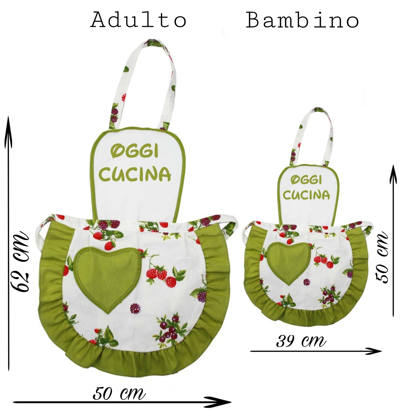 Coordinato Grembiuli donna+bimba personalizzati