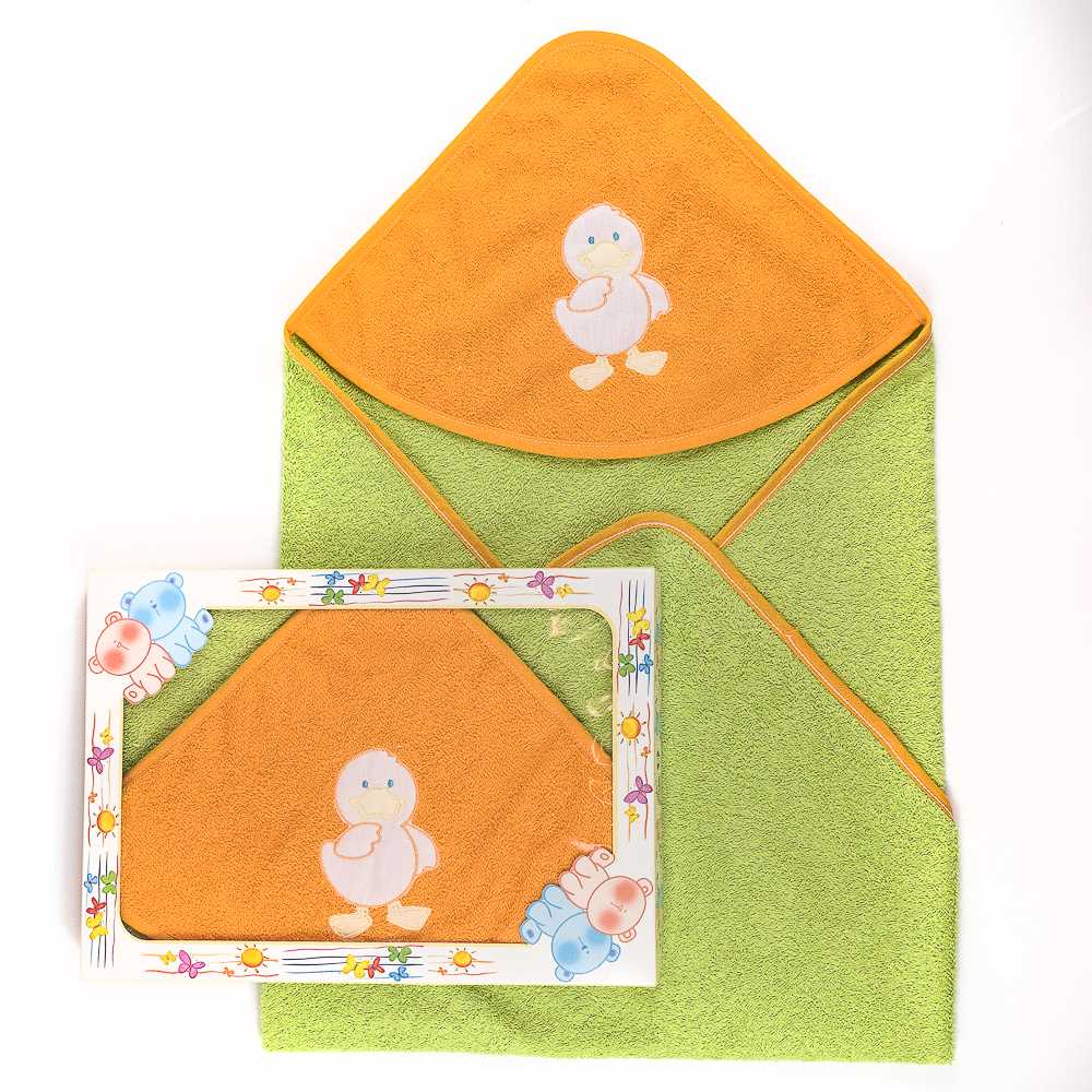 Accappatoio Neonato Triangolo DUCK con cappuccio ricamato