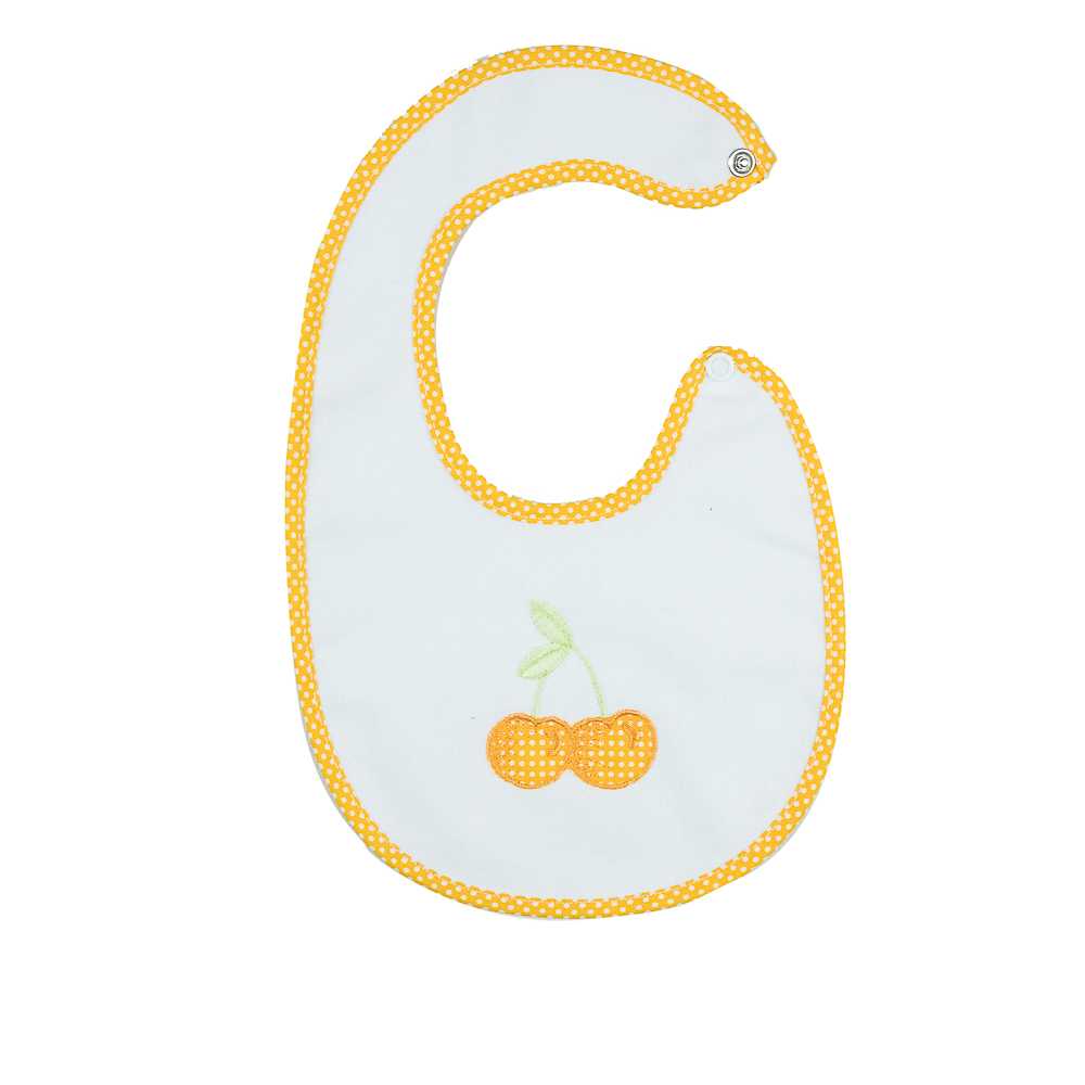 Bavetta CILIEGIA cm.19x29 allacciatura con bottone - ricamata